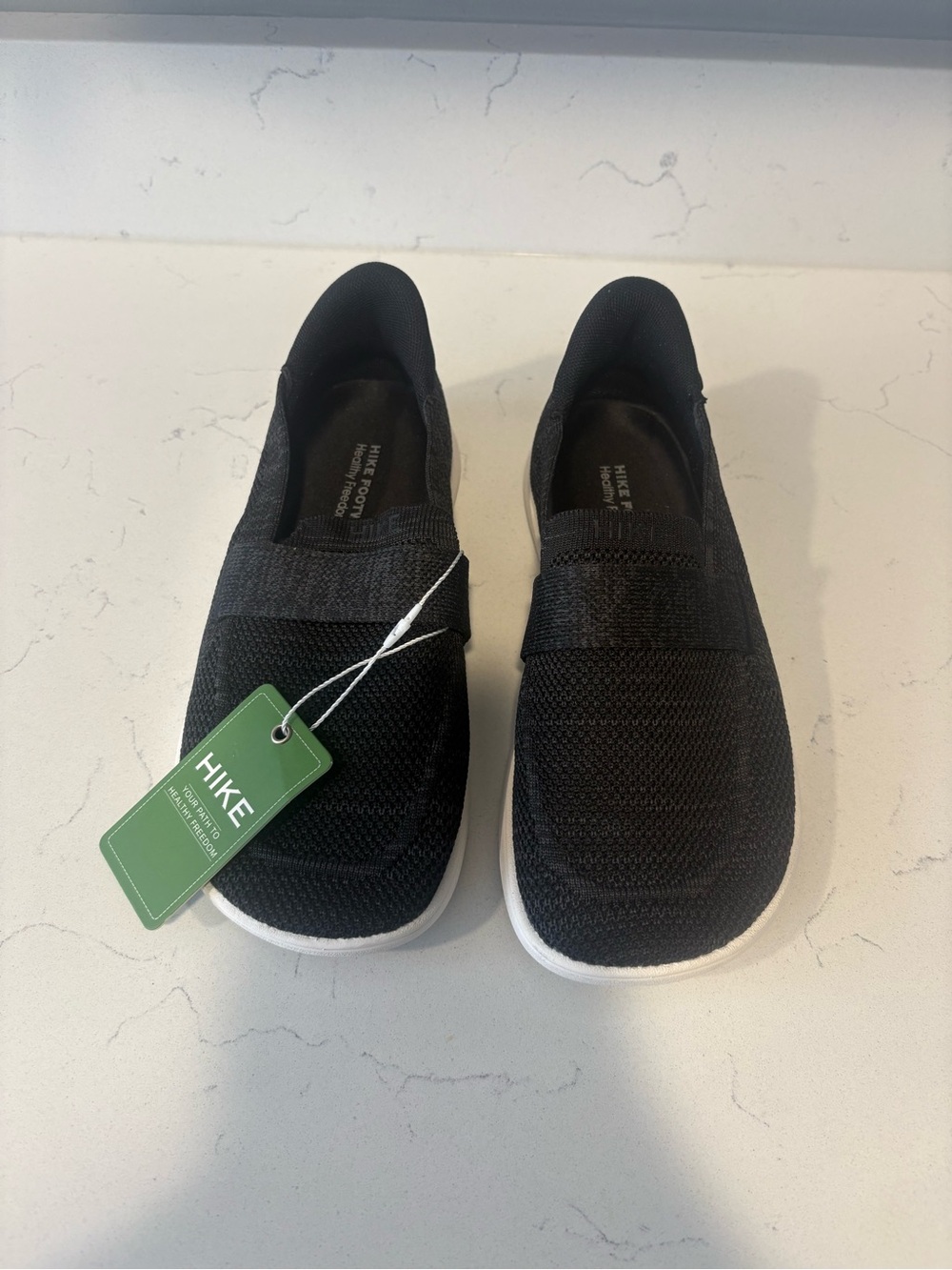 Women's Hike brand Black Slip-On Knit Walking Shoes
